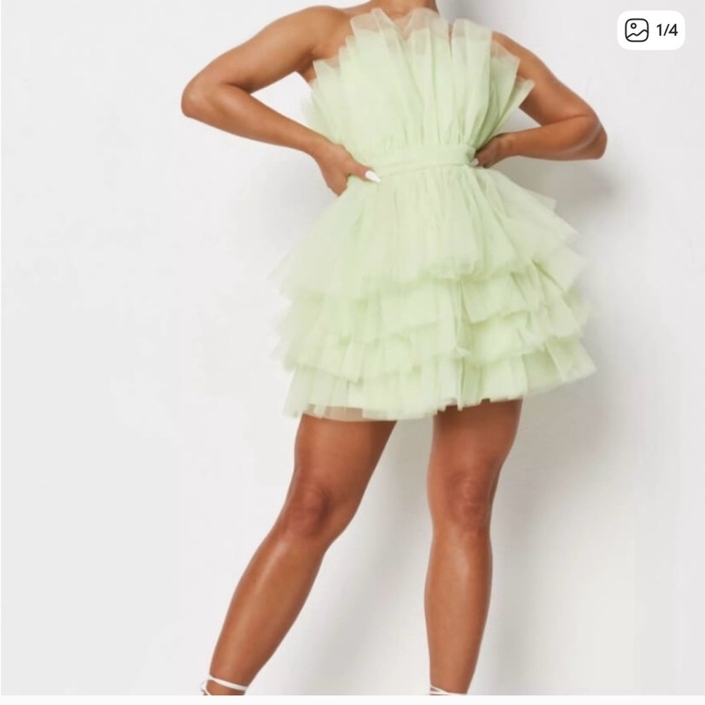 Missguided - Tulle Ruffle Bandeau Mini Dress